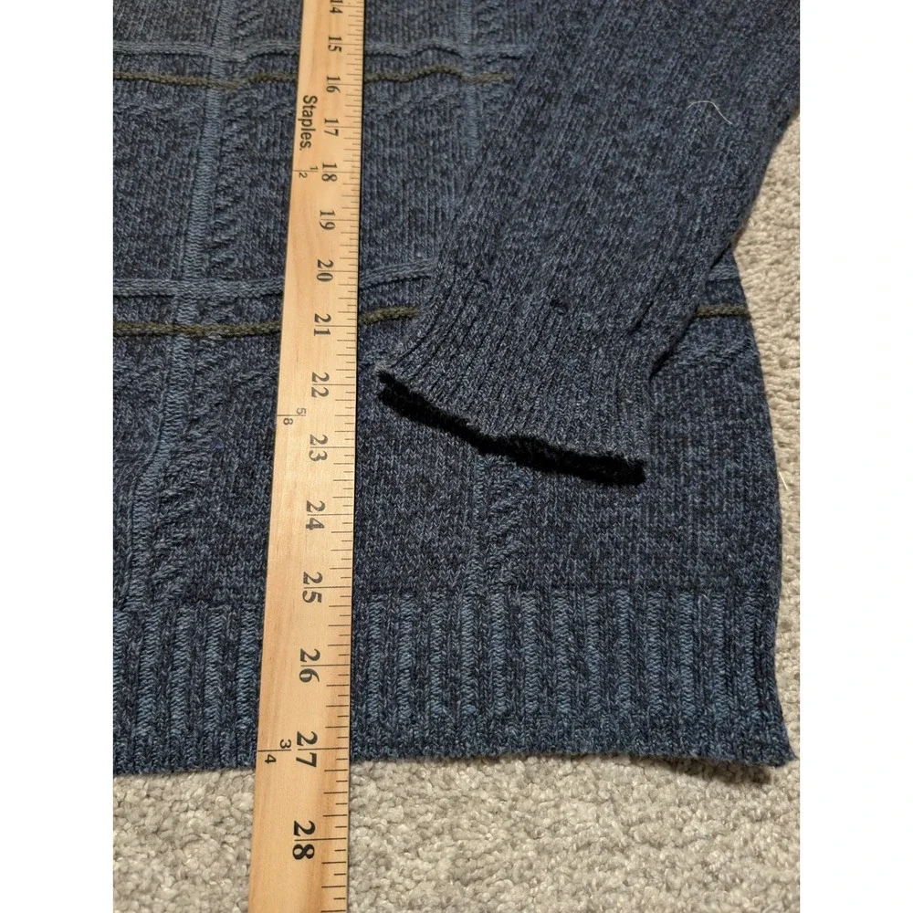 Bill Blass Mens Blue Plaid Knit Sweater XL Crew‎ Neck Long Sleeve Casual